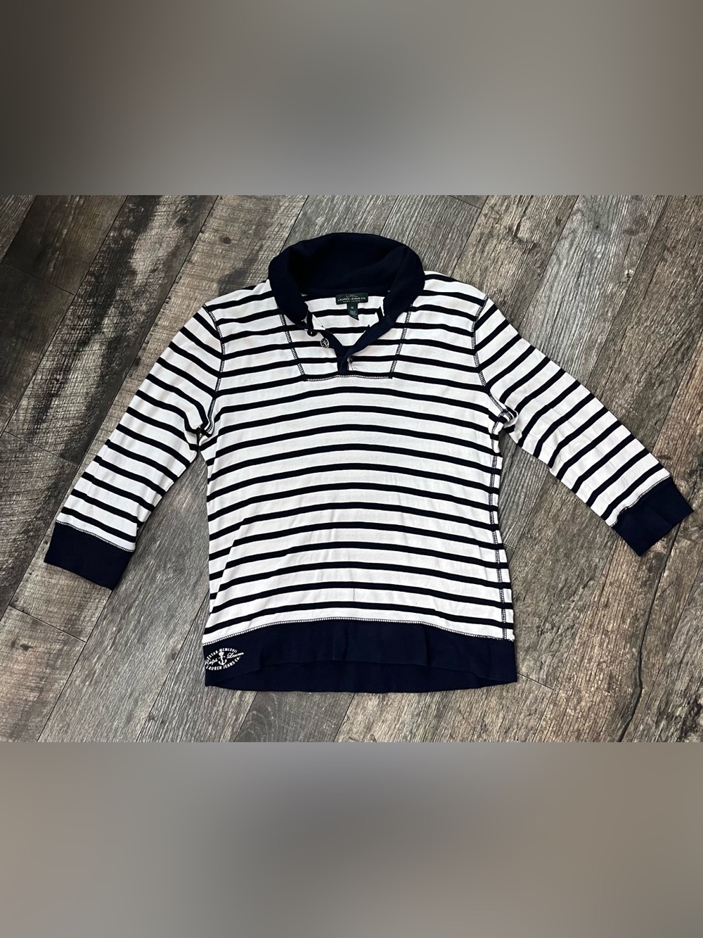 Vintage Lauren Jeans Co. Ralph Lauren Nautical Striped Henley Top - Size M